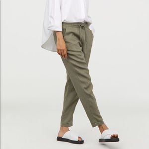 H&M Green Linen Joggers
